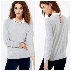 LOFT Jeweled Collar Sweater